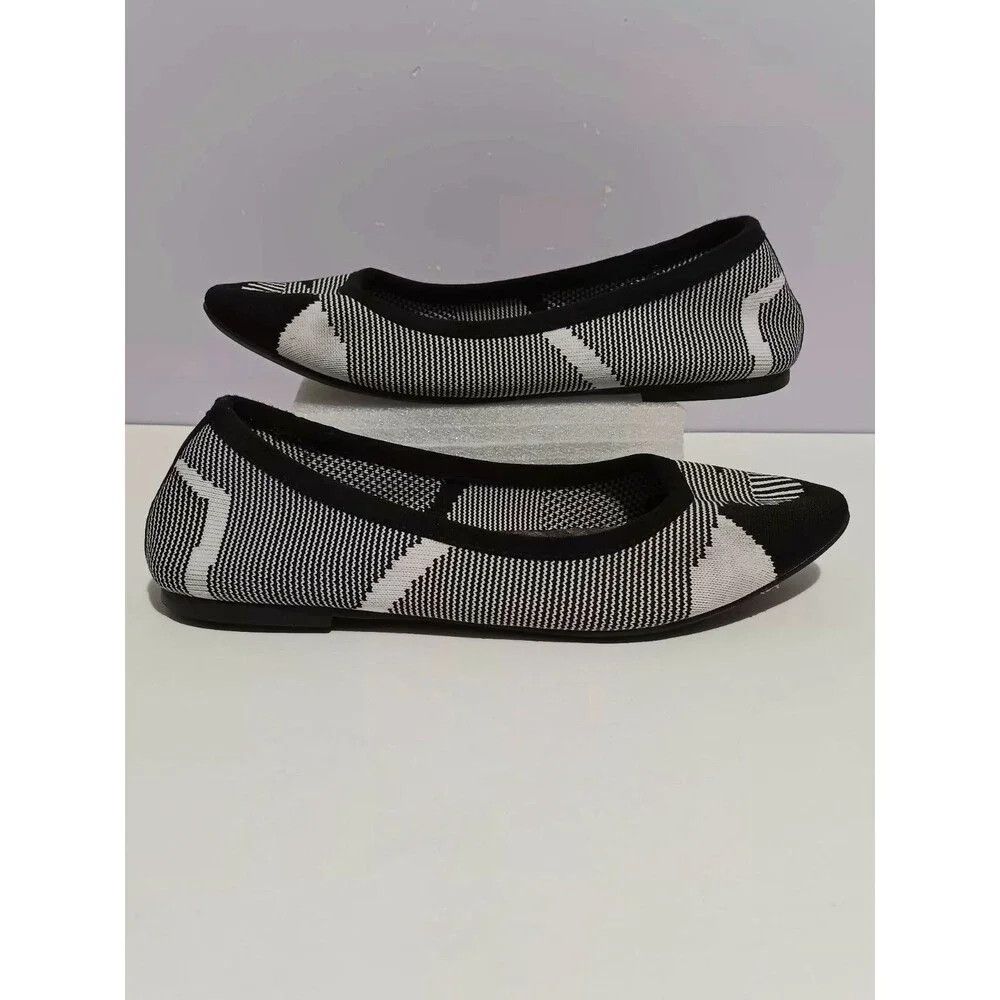 Skechers Cleo-Wham Black Gray Slip On Ballet Flats Shoes Women's Sz 6.5